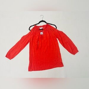 Motherhood Maternity coral orange red cold shoulder Blouse new with tags size M